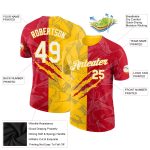 Custom Name and Number 3D Performance T-Shirt with Personalized Red-Yellow Graffiti Pattern, Team Apparel Personalized Graffiti