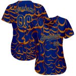 Personalized Graffiti Pattern Baseball Jersey with Custom Name and Number - Royal-Gold 3D Authentic Team Apparel Personalized