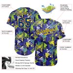 Custom Name and Number Baseball Jersey with Personalized Graffiti Pattern in Royal Gold and 3D Geometric Triangle and Dots Design