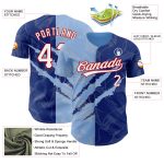 Custom Name and Number Baseball Jersey | Personalized 3D Graffiti Pattern in Royal Light Blue and Red Personalized Graffiti