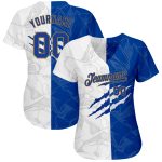 Personalized Graffiti Pattern Baseball Jersey with Custom Name and Number - Royal-Old Gold 3D Authentic Team Jersey Personalized