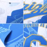 Custom Name and Number Unisex Softball Jersey, 3D Graffiti Pattern in Royal-Old Gold, Two-Button Design Personalized Graffiti