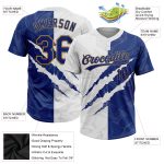 Custom Name and Number Unisex Softball Jersey, 3D Graffiti Pattern in Royal-Old Gold, Two-Button Design Personalized Graffiti