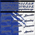 Custom Name and Number 3D Long Sleeve Performance T-Shirt in Royal-Old Gold Graffiti Pattern Personalized Graffiti Pattern