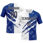 Custom Name Number Volleyball Jersey Royal-Old Gold Graffiti Pattern Scratch Sublimation Team Uniform Personalized Graffiti