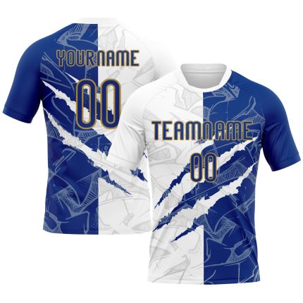 Custom Name Number Volleyball Jersey Royal-Old Gold Graffiti Pattern Scratch Sublimation Team Uniform Personalized Graffiti