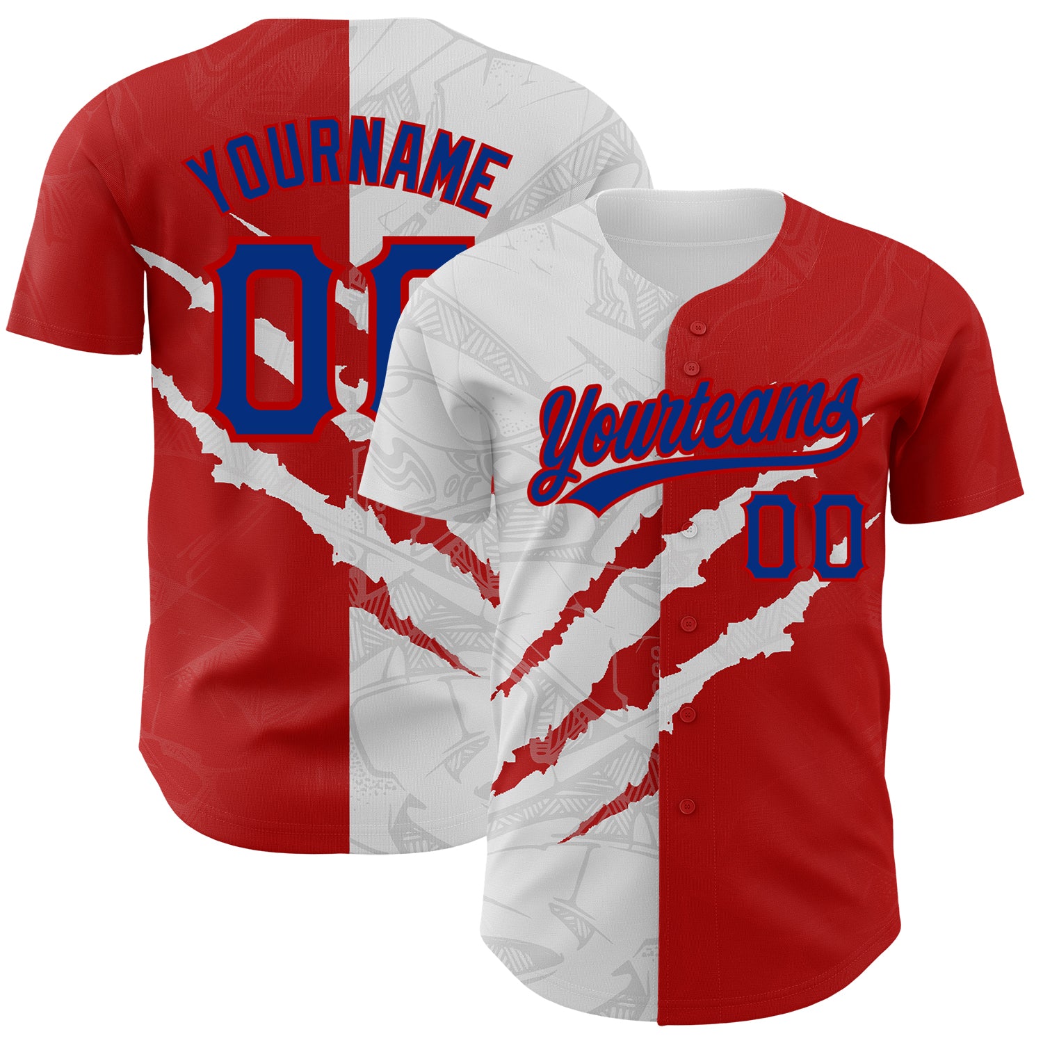 Custom Name & Number 3D Scratch Baseball Jersey - Personalize Graffiti Pattern Royal-Red Authentic Team Gear Personalized