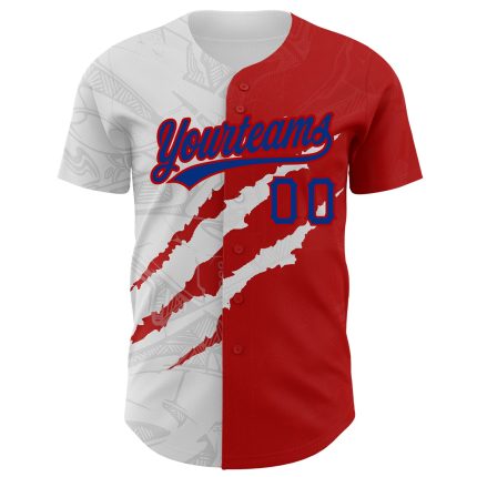 Custom Name & Number 3D Scratch Baseball Jersey - Personalize Graffiti Pattern Royal-Red Authentic Team Gear Personalized