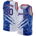 Personalized 3D Scratch Basketball Jersey with Custom Name and Number, Graffiti Pattern in Royal Red, Authentic Team Apparel
