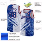 Personalized 3D Scratch Basketball Jersey with Custom Name and Number, Graffiti Pattern in Royal Red, Authentic Team Apparel