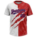 Personalized Custom Name Number Graffiti Pattern Royal Red Unisex 3D Softball Jersey Two-Button Personalized Graffiti Pattern