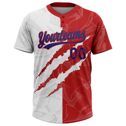 Personalized Custom Name Number Graffiti Pattern Royal Red Unisex 3D Softball Jersey Two-Button Personalized Graffiti Pattern