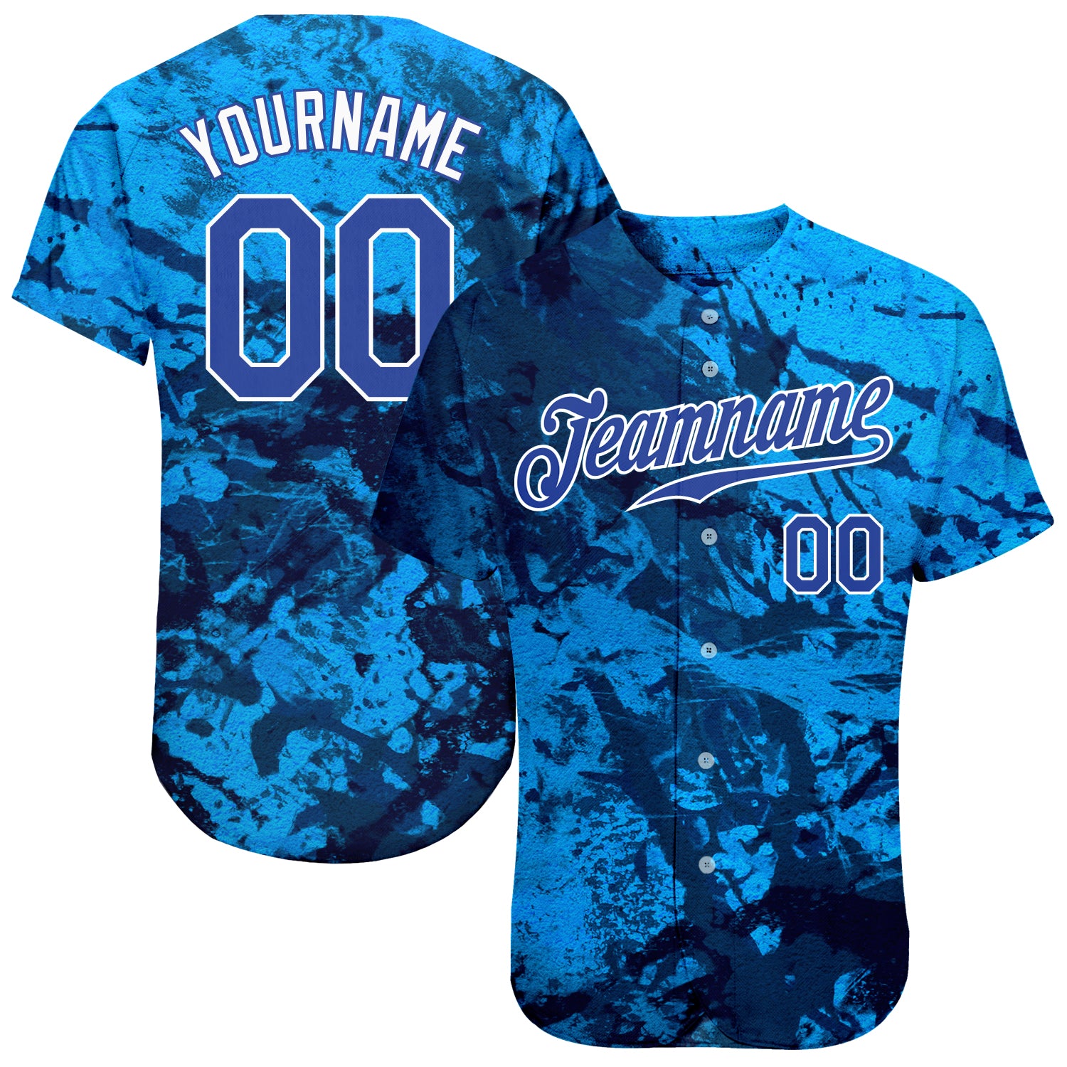 Custom Name Number Baseball Jersey, 3D Authentic Royal-White Graffiti Pattern Design Personalized Graffiti Pattern Royal-White
