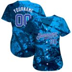 Custom Name Number Baseball Jersey, 3D Authentic Royal-White Graffiti Pattern Design Personalized Graffiti Pattern Royal-White