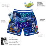 Custom Name and Number 3D Authentic Basketball Shorts - Personalized Graffiti Pattern Royal-White Personalized Graffiti Pattern
