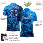 Personalized Graffiti Pattern Golf Polo Shirt with Custom Name & Number - Royal White 3D Performance Team Apparel Personalized