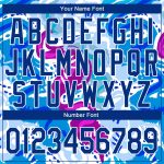 Custom Name and Number Personalized Graffiti Pattern Bomber Jacket 3D Abstract Royal-White Varsity Letterman Full-Snap Personalized