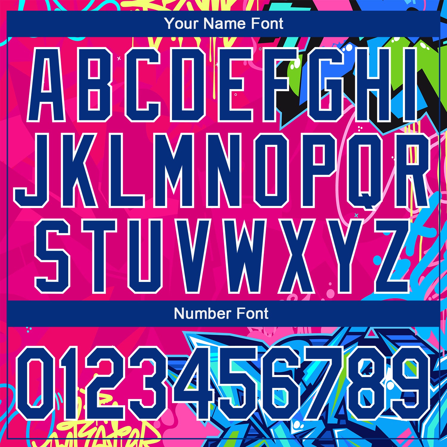 Personalized Graffiti Pattern Royal-White Hiphop Abstract Urban Street Art 3D Bomber Full-Snap Varsity Letterman Jacket Team Custom Name and Number Custom Name 3D Bomber Varsity Jacket Royal-White Graffiti Pattern Hip-Hop Urban Street Art Full-Snap Letterman Personalized - Image 5