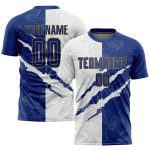 Personalized Sublimation Soccer Uniform Jersey - Graffiti Pattern Royal White-Old Gold 7517 Personalized Graffiti Pattern