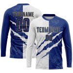 Custom Graffiti Pattern Soccer Jersey - Royal White & Old Gold, Personalized Name & Number, Team Uniform 7517 Personalized