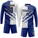 Custom Graffiti Pattern Soccer Jersey - Royal White & Old Gold, Personalized Name & Number, Team Uniform 7517 Personalized