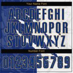 Custom Graffiti Pattern Soccer Jersey with Personalized Name and Number - Royal White and Old Gold Team Uniform Personalized