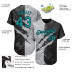 Custom Authentic Baseball Jersey - Personalized 3D Graffiti Pattern in Teal, Gray & Black with Team Name & Number Personalized