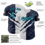 Custom Name Number Teal-Navy Graffiti Pattern 3D Scratch Baseball Jersey - Authentic Personalized Team Apparel Personalized