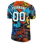 Personalized Graffiti Pattern Performance T-Shirt Custom Name & Number - White-Aqua 3D Team Wear Personalized Graffiti Pattern