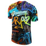 Personalized Graffiti Pattern Performance T-Shirt Custom Name & Number - White-Aqua 3D Team Wear Personalized Graffiti Pattern