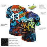 Personalized Graffiti Pattern Performance T-Shirt Custom Name & Number - White-Aqua 3D Team Wear Personalized Graffiti Pattern