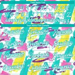 Custom Name Number 3D Bomber Varsity Jacket White Aqua Graffiti Pattern Abstract Watercolor Full-Snap Letterman Jacket Personalized