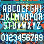 Custom Name and Number 3D Geometric Graffiti Pattern Long Sleeve Performance T-Shirt in White-Aqua Personalized Graffiti