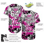 Custom Name Number Baseball Jersey - Authentic 3D Graffiti Pattern White-Black Team Design Personalized Graffiti Pattern