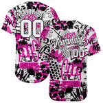 Custom Name Number Baseball Jersey - Authentic 3D Graffiti Pattern White-Black Team Design Personalized Graffiti Pattern