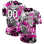 Custom Name and Number 3D Performance T-Shirt with Personalized Graffiti Pattern in White and Black Personalized Graffiti