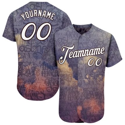 Custom Graffiti Pattern Baseball Jersey - Personalized Black-White 3D Team Jersey with Name and Number - Skys The Limit Personalized