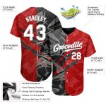 Custom Name and Number Authentic Baseball Jersey, Personalized 3D Scratch Graffiti Pattern in White, Black, Gray Personalized