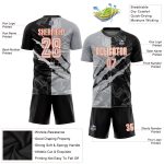 Custom Personalized Soccer Jersey with Graffiti Pattern in White, Black, Gray, Orange - Team Name & Number Sublimation Design