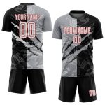 Custom Personalized Soccer Jersey with Graffiti Pattern in White, Black, Gray, and Red - Team Name and Number Included Personalized