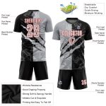 Custom Personalized Soccer Jersey with Graffiti Pattern in White, Black, Gray, and Red - Team Name and Number Included Personalized
