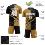 Custom Name Number Soccer Jersey - Personalized Graffiti Pattern White Black Old Gold Sublimation Team Uniform Personalized