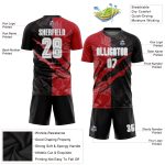 Custom Graffiti Pattern Soccer Jersey - Personalized Black Red Gray Sublimation Uniform with Team Name and Number Personalized