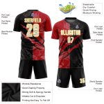 Custom Soccer Jersey with Personalized Graffiti Pattern in White, Black, Red, Yellow - Team Name & Number Sublimation Uniform