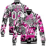Personalized Graffiti Pattern 3D Bomber Jacket for Men, White-Black Scratch Full-Snap Varsity Letterman Style Personalized