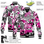 Personalized Graffiti Pattern 3D Bomber Jacket for Men, White-Black Scratch Full-Snap Varsity Letterman Style Personalized