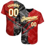 Custom Graffiti Pattern Baseball Jersey 3D Scratch White Black Yellow with Personalized Name and Number Personalized Graffiti