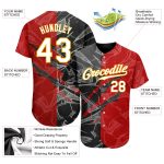 Custom Graffiti Pattern Baseball Jersey 3D Scratch White Black Yellow with Personalized Name and Number Personalized Graffiti
