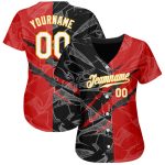 Custom Graffiti Pattern Baseball Jersey 3D Scratch White Black Yellow with Personalized Name and Number Personalized Graffiti