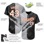 Custom Name and Number Personalized Graffiti Pattern Baseball Jersey 3D Scratch White Gray-Orange Authentic Team Apparel